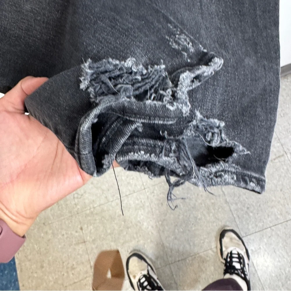 Moussy Vintage Black Distressed Skinny Jeans Raw Hem Cropped Women’s Denim - Picture 9 of 12